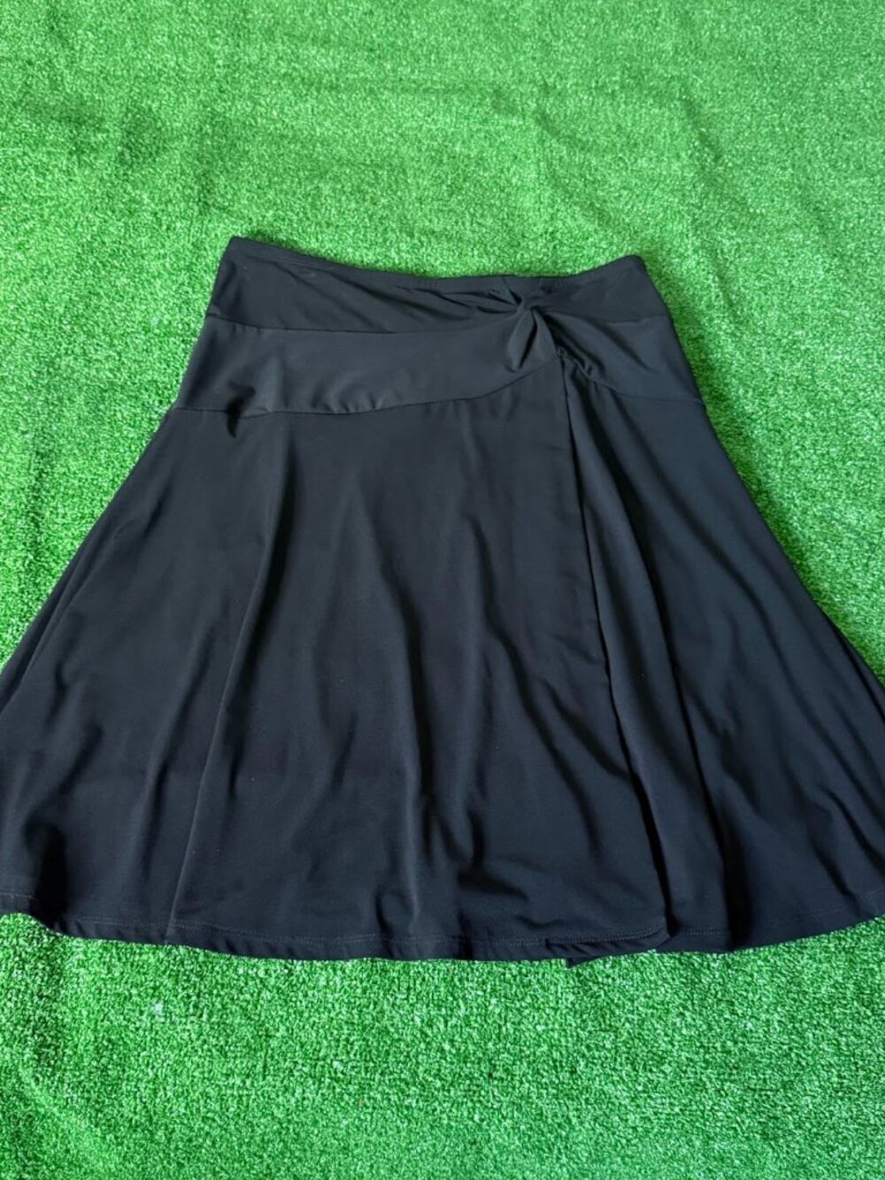 Worthington Black Career A-Line Skirt – Gathered Knot Waist – Size M